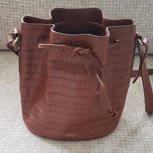 Sézane Camel Croc Farrow Bucket Bag